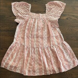 Pink Floral Embroidered Dress